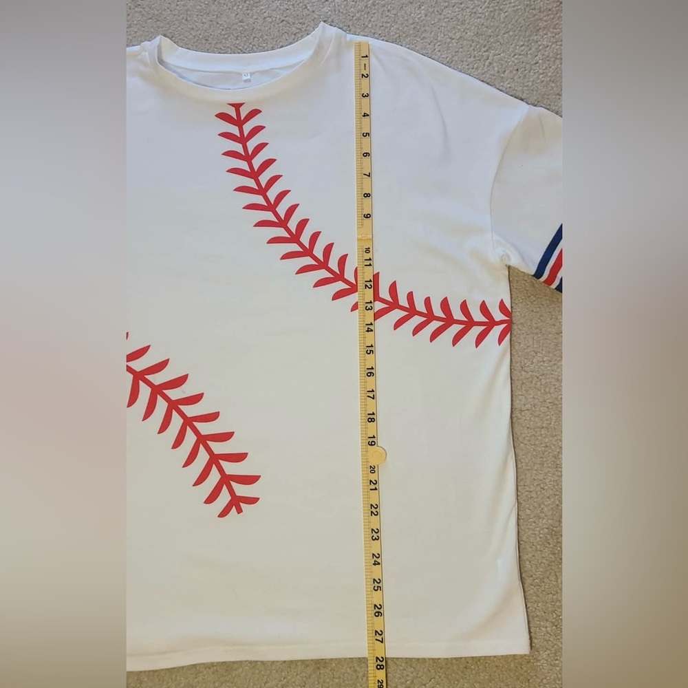 💵NEW💵White Baseball Stitch T-Shirt size XL ⚾️ - Picture 4 of 8